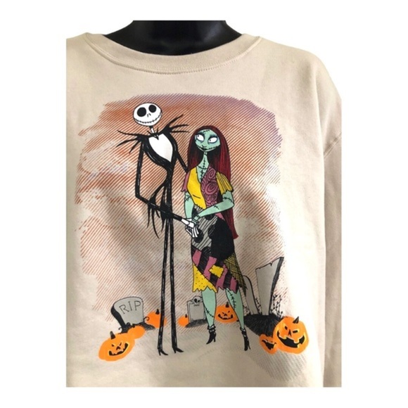 Nightmare before Christmas cream crop pullover sweatshirt sweater size XL new - Picture 4 of 8